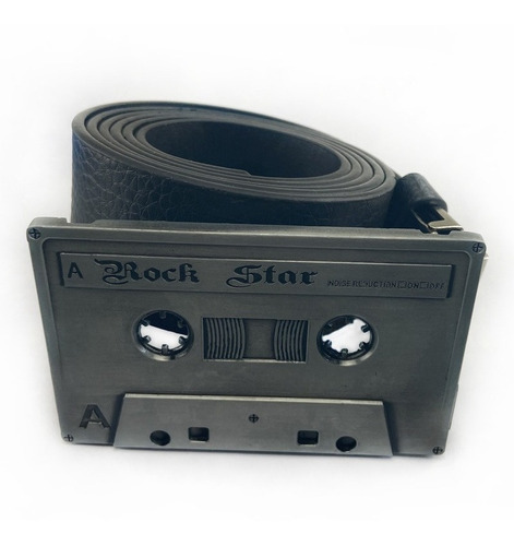 Cinto De Couro C/ Fivela K7 Fita Tape Retro Musica Vintage