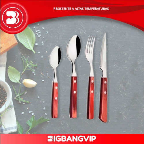 Imagen 3 de 6 de Juego X24 Cubiertos Tramontina Polywood Original Cuchillo