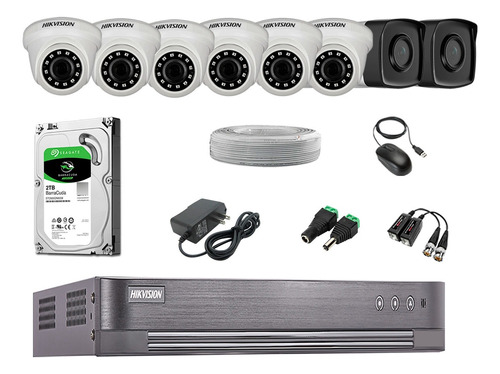 Kit 8 Cámaras De Seguridad It3f Hikvision Full Hd 2tb 40m Ir