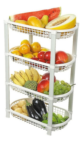 Fruteira De Chão Organizador De Cozinha De Plástico Fr-02 Cor Branco