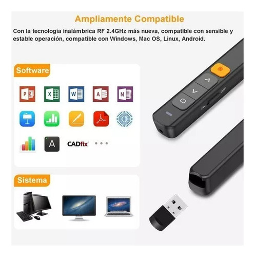 M Lápiz De Presentación De Diapositivas Inalámbrico Usb