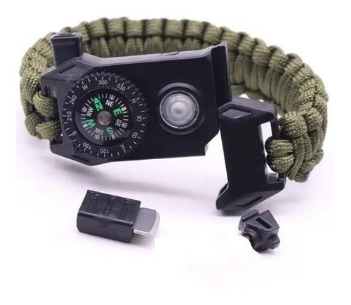 Pulsera Paracord Supervivencia Con Led Sos Brujula Pedernal