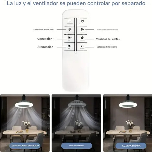 Lampara Ventilador De Techo Led Con Control Remoto 3 Vel.