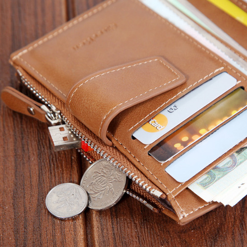 Cartera Hengsheng De Cuero Con Cremallera De Gran Capacidad.