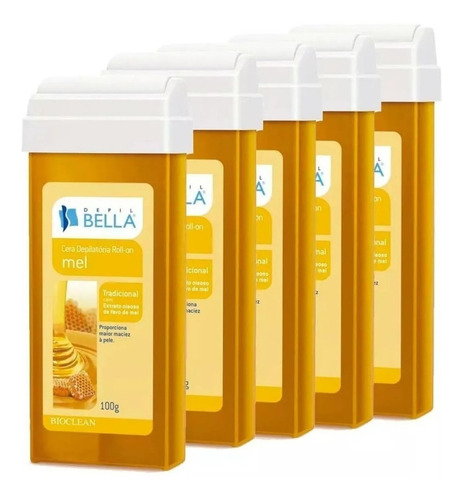 Roll On Mega Bell + 5 Ceras Refil Depil Bella + Papel Perlon