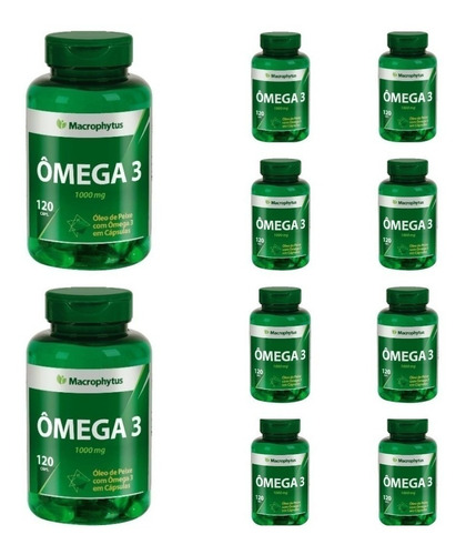 Imagem 1 de 3 de Kit 10x Ômega 3 Óleo De Peixe 1000mg Macro 120 Caps Cda