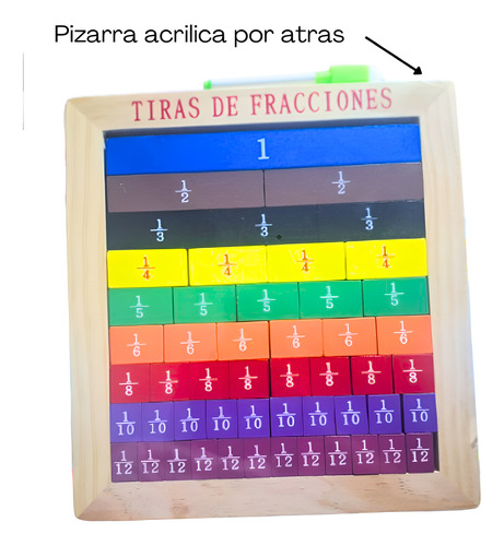 Regleta De Fracciones Tiras Rectangulares Con Pizarra -124