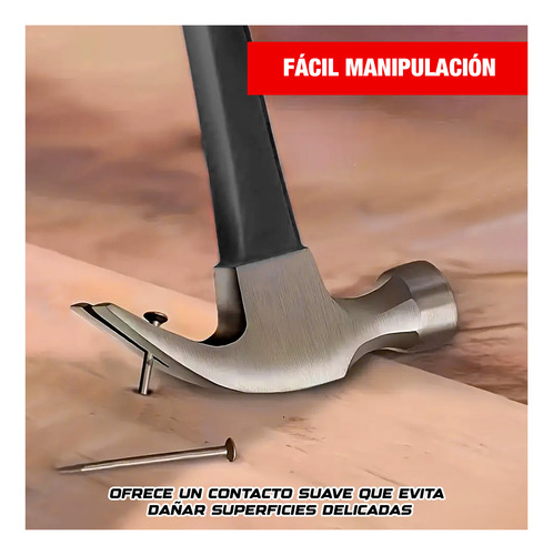 Martillo Carpintero Resistente Mango Fibra Madera 34cm