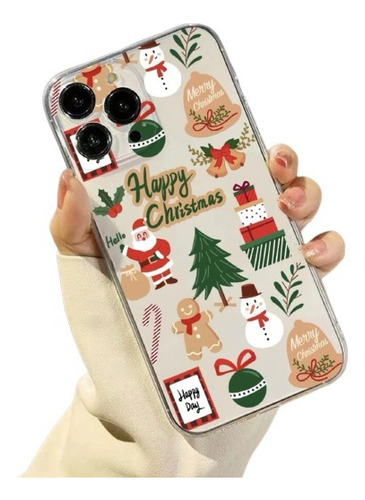 Funda Para iPhone, Diseño Navideño De Happy Christmas Verde