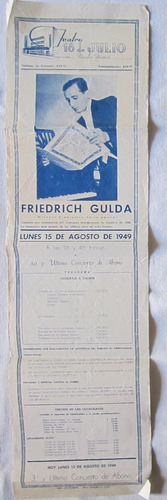 Antiguo Programa Teatro 18 De Julio Pianista Fredrich Gulda