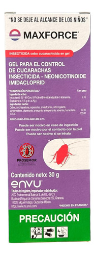 Maxforce Envu Jeringa P/ Cucarachas 30 Gr 2 Piezas Residual
