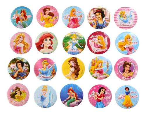 Set X 20 Pins Gigantes De Metal Princesas Disney