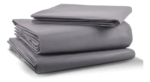Juego De Sábanas Rebeca Algodón 200 - Queen Size Color Gris Oxford Diseño De La Tela Liso