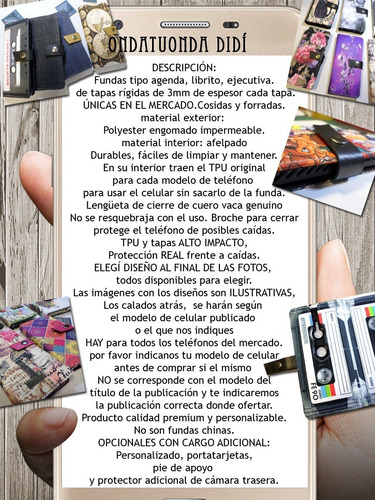 Funda Agenda Para Alcatel 5x (5061) Personalizado Con Cargo