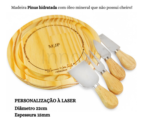 18 Tábua De Queijos Com Kit De Espátulas Padrinhos Casamento