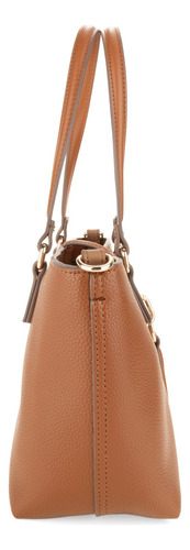 Bolso 2 En 1 Cloe: Tote + Crossbody, Chico Piel Vegana Marrón Oscuro Liso Oro Marrón Oscuro