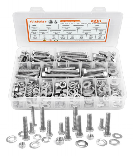 Kit De Sortimento De Porcas E Parafusos Hex Head Aidebr 246