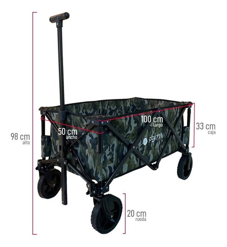 Imagen 5 de 10 de Carro Plegable Portatil Pektra 80kg De Acero Reforzado Playa