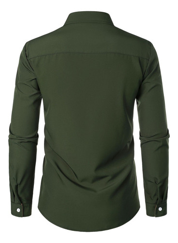 U Camiseta Casual De Manga Larga Con Botones A Cuadros A