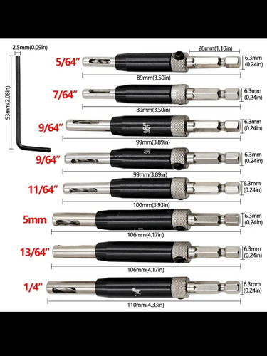 Brocas Para Bisagra Auto Centrante P/carpintería Exagonal 8u