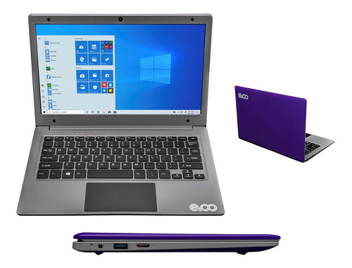 Notebook Evoo 11.6 Dual Core 3gb 32gb  Win10 Purpura Pcm