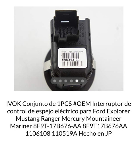 Imagen 3 de 8 de Mando Control De Espejos Retrovisores Ford Ranger Y Otros