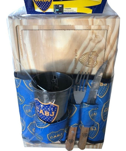 Set De Asado Boca Juniors Con Vaso Y Faja 