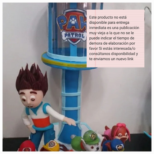 Adorno Torre Con Paw Patrol Porcelana Fria