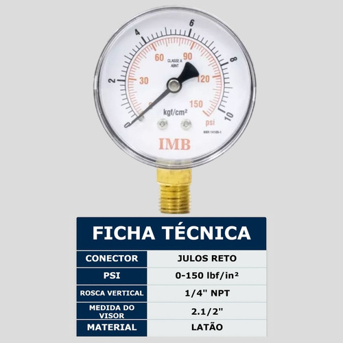 Válvula Redutora Pressão 2 Latão Ivm E Manômetro 150 Psi