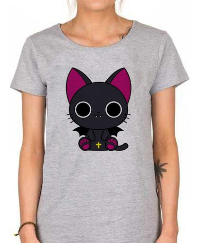 Remera De Mujer Gato Vampiro Murcielago Animado