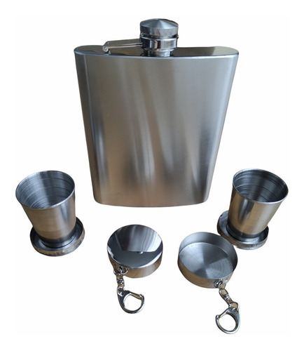 Licorera Acero Inoxidable 18 Oz Con Forro Cuero Con 2 Vasos