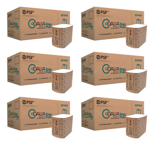 6 Cajas De Servilleta Interdoblada Dalia 250 Pzs