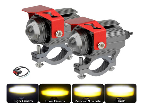 Par Faros Lupa 60w Luz Spot Doble Color Estrobos Auto Moto A