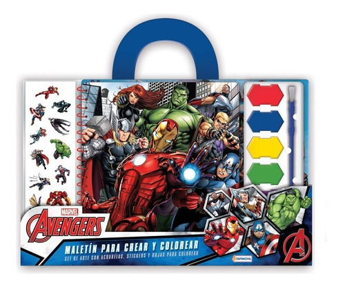 Maletín Crear Y Colorear Avengers Stickers + Acuarelas 3428