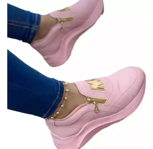 Zapatos Casuales De Pu Con Plataforma De Cuña Para Mujer