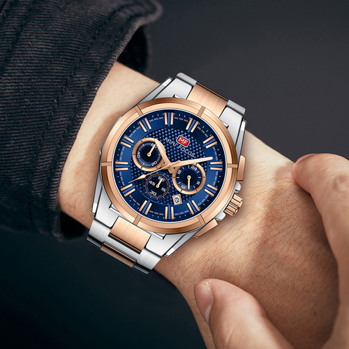 Reloj Luminoso Con Cronógrafo Mini Focus Calendar Color Del Fondo Silver Rose Blue