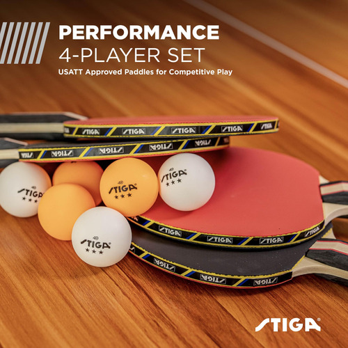 Juego De 4 Palas De Ping Pong Y 6 Bolas Naranjas Y Blancas