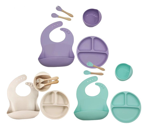 Kit Alimentação De Silicone Bebe Introdução Alimentar Buba