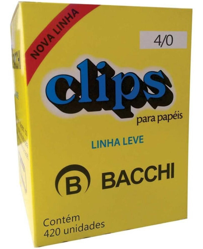 Clipes Para Papel Galvanizado 4/0 Bacchi 390 Unidades Cor Prateado