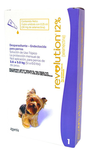 Antipulgas Revolution 0.12 0.25ml Perros De 2.6  5kg  3un