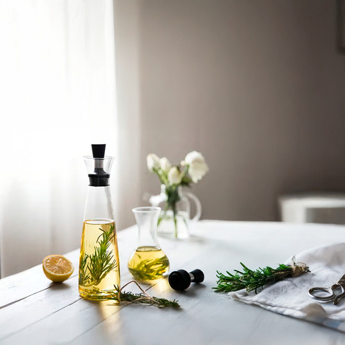 Kit Set Vinagrera & Aceitera Hogar Actual Vidrio De Alta Calidad Pico Vertedor 500ml C/u Para Cocina 2 Frascos
