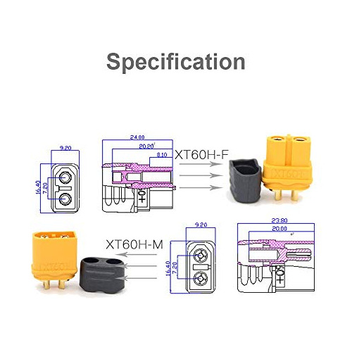 Mcigicm 10 Pares De Conectores Tipo Bala Macho Hembra Xt60h