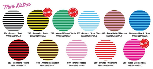 Imagem 2 de 4 de Folha De Eva Estampado Mini Listra 40x60cm - 5 Unidades