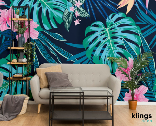 Vinilos Decorativos Mural Empapelado Tropical Negro