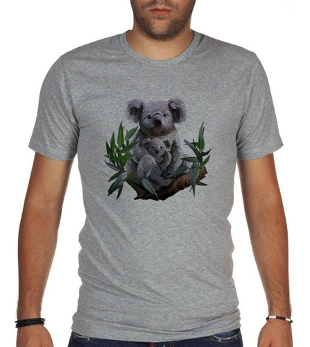 Remera De Hombre Koala Trepando Tronco Arbol M3