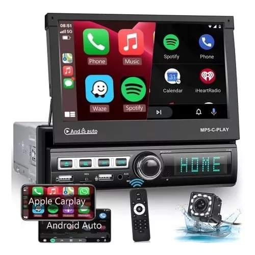 Comprar Podofo 1 Din 7 pulgadas Carplay Radio retráctil para coche