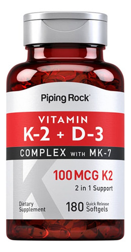 Complexo de vitaminas K2 e D3 e Mk7 180 cápsulas Americano Prime #1 Sabor sem sabor