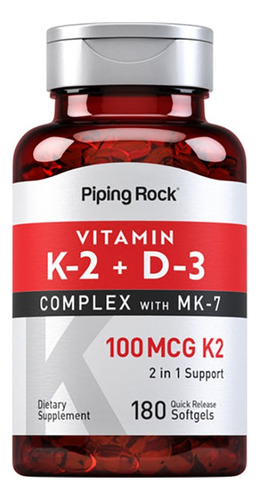 Complejo De Vitamina K2 Y D3 Y Mk7 180caps Americano Prime#1 Sabor Sin Sabor