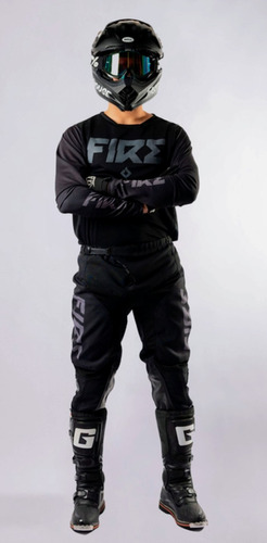 Imagen 1 de 10 de Conjunto Mx Motocross Fire Windline Black- All Motors Online