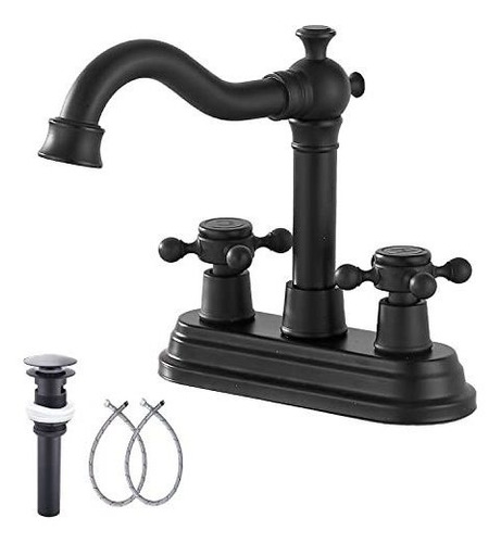 Llave Para Lavamanos Grifo De Baño Negro Mate Ggstudy, 2 Ma